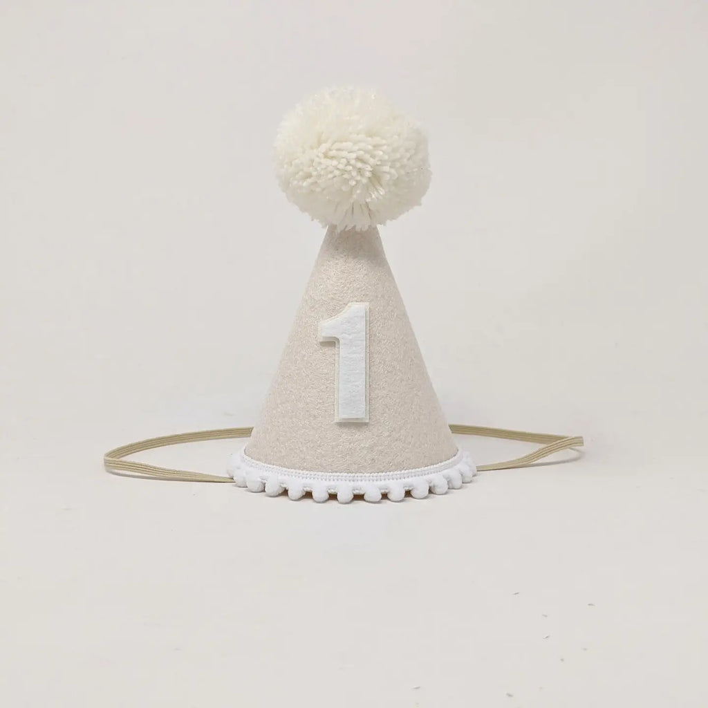 Party Hat - Linen and White