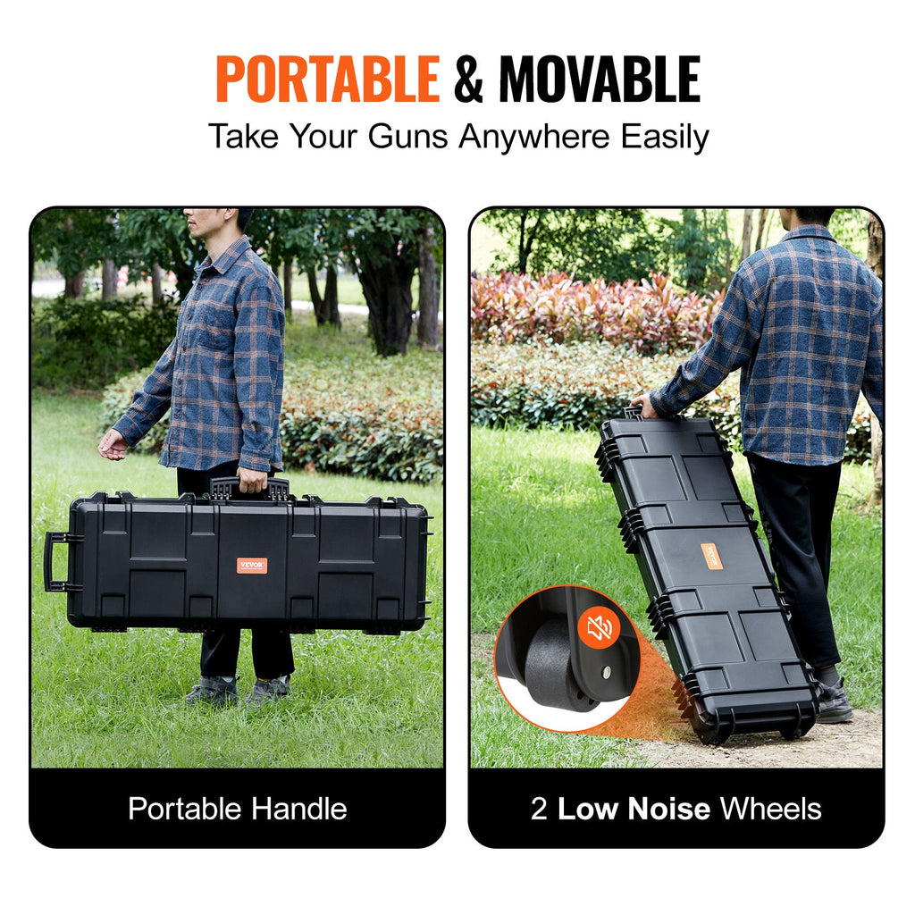 Rifle Hard Case 42 Inch Lockable with Wheels 3 Layer Foam Crushproof TSA Approved Hard Gun Case for 2 Rifles Shotguns Airsoft Guns Hunting Shooting Sport Storage