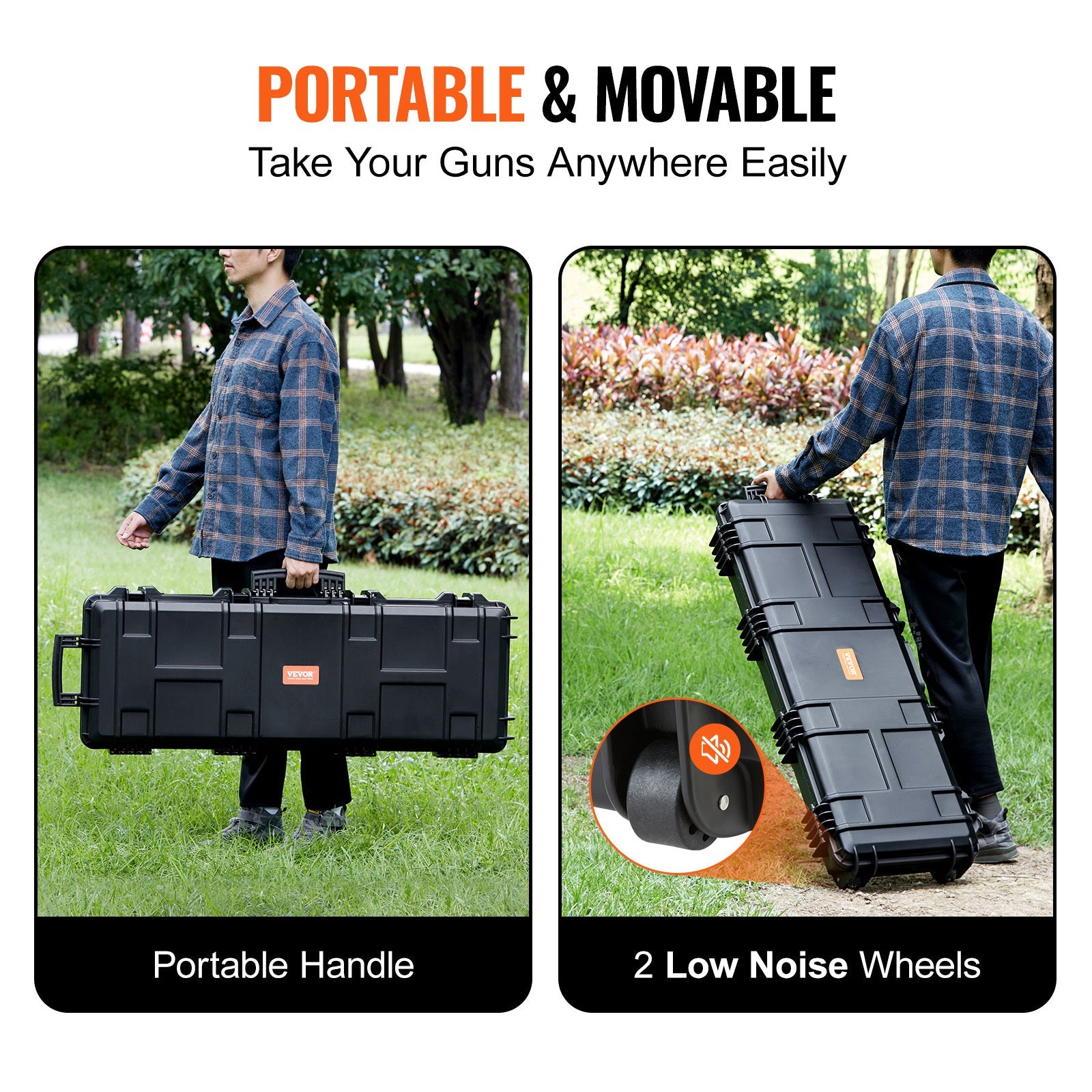 Rifle Hard Case 42 Inch Lockable with Wheels 3 Layer Foam Crushproof TSA Approved Hard Gun Case for 2 Rifles Shotguns Airsoft Guns Hunting Shooting Sport Storage