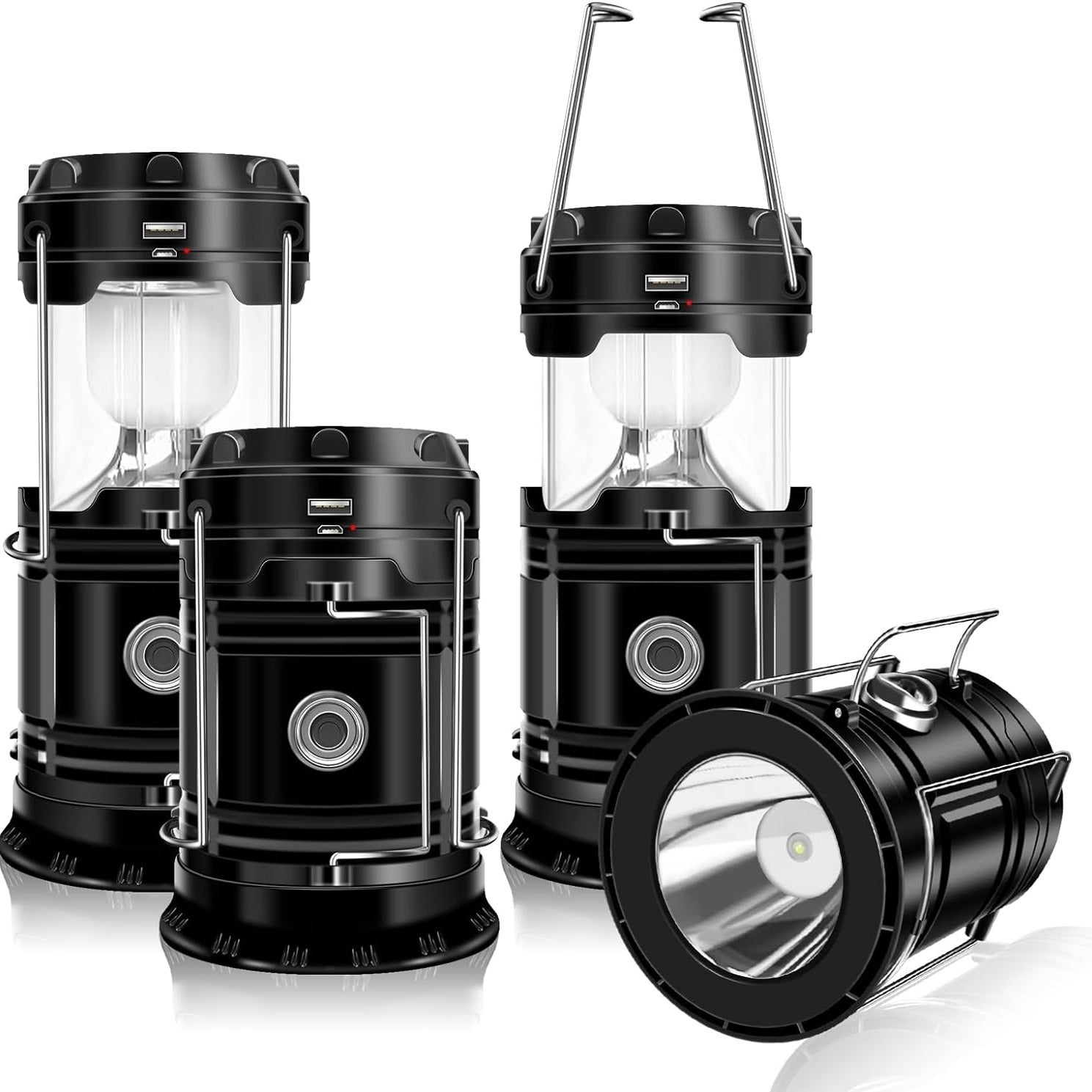 Collapsible Solar Lantern 4-Pack – USB IPX4 2-in-1 Light