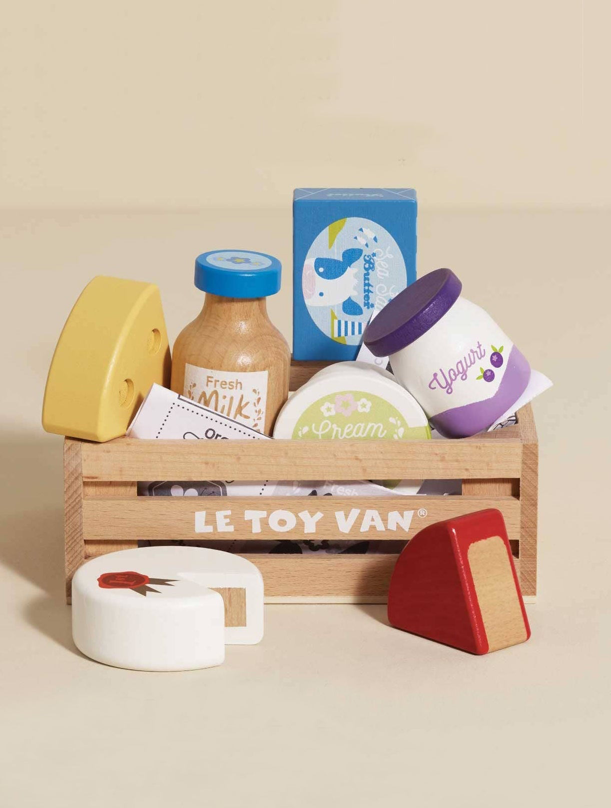 Cheese & Dairy Wooden Market Crate