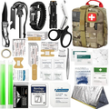 258-Piece Professional Survival Kit with Fire Starter Compass Multi-Tool for Men Camping Hiking Outdoor Exploration Emergency Preparedness Gift