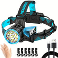 Motion Sensor Headlamp 3000LM – 7 Modes, Red Light, 90° Adjustable, Hard Hat Compatible, USB-C Fast Charge, 14Hr Runtime, Camping Running Hiking Fishing