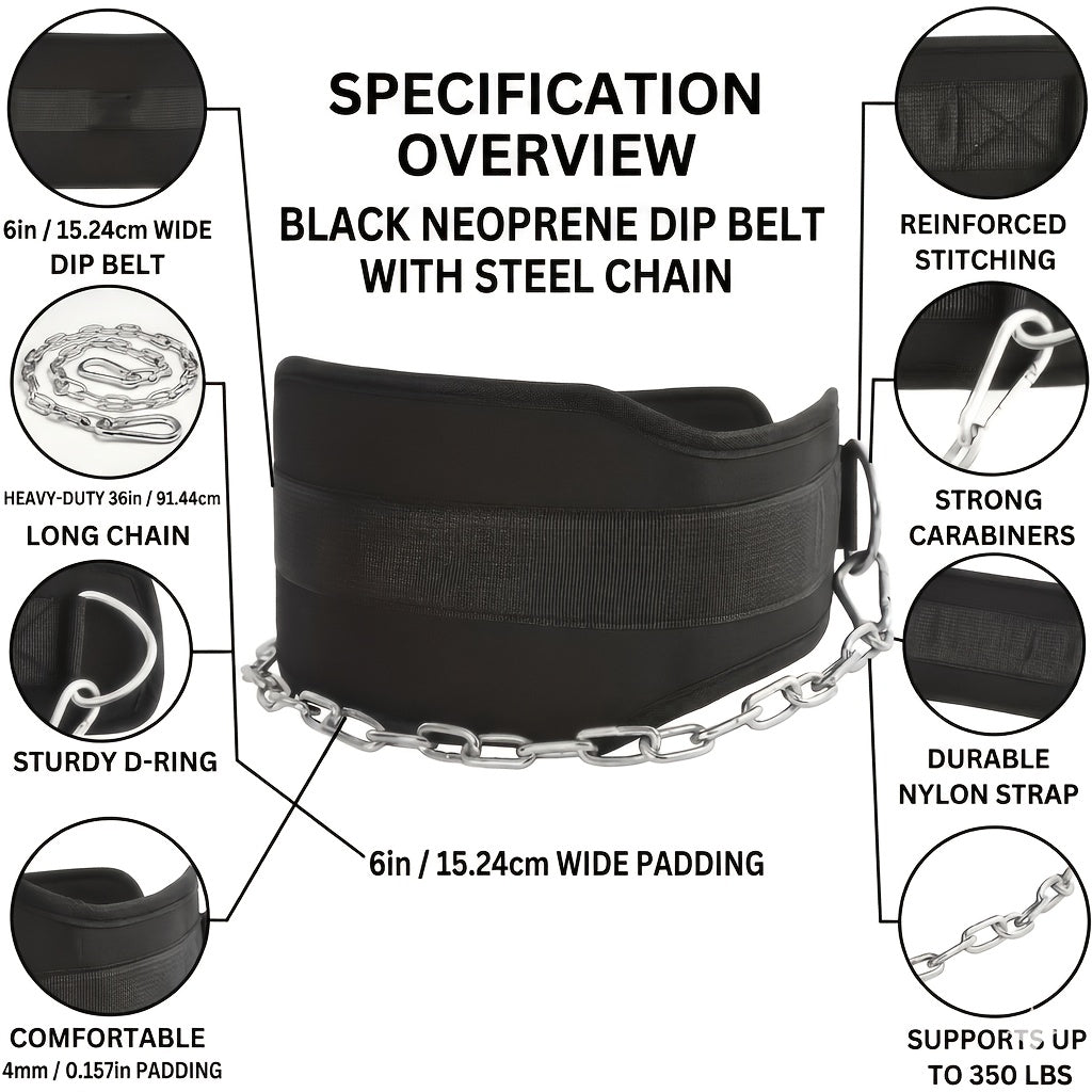 Dip Belt with Chain for Pull Ups & Weighted Dips – Heavy Duty Weightlifting Belt for Squats, CrossFit & Strength Training, Unisex Gym Equipment