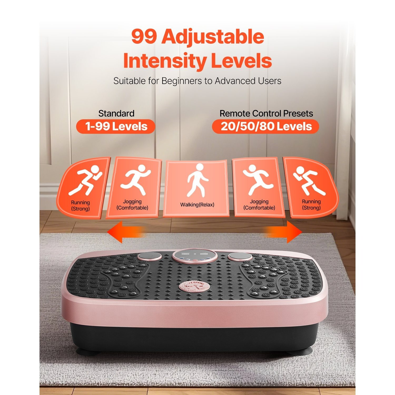 Vibration Plate Exercise Machine 3D – 99 Intensity Levels, 22 Magnetic Acupoints, Foot Massage Mat, 265 lbs Capacity, Remote Control & 2 Resistance Bands for Full Body Fitness