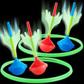 Lawn Darts Game Set Glow in the Dark – 6 Piece Soft Tip Rubber Dart Set with 2 Target Rings for Kids & Adults, Outdoor Yard Camping Family Fun, Christmas Birthday Gift for Boys & Girls