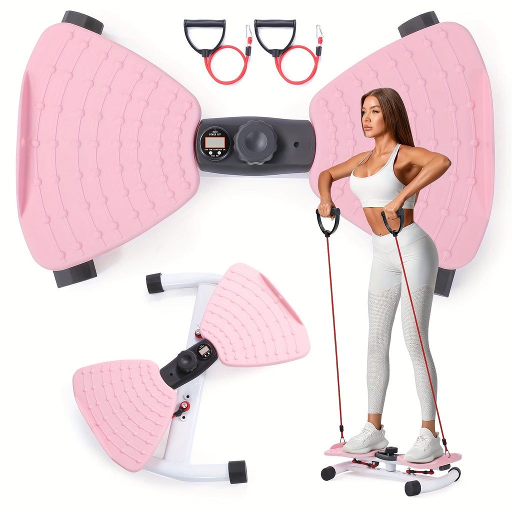 Waist Twisting Board Ab Twister for Home Gym – Noiseless 360° Twist Exercise Machine with Digital Display, Figure-8 Resistance Band & 360 LBS Capacity – Track Time, Reps & Calories