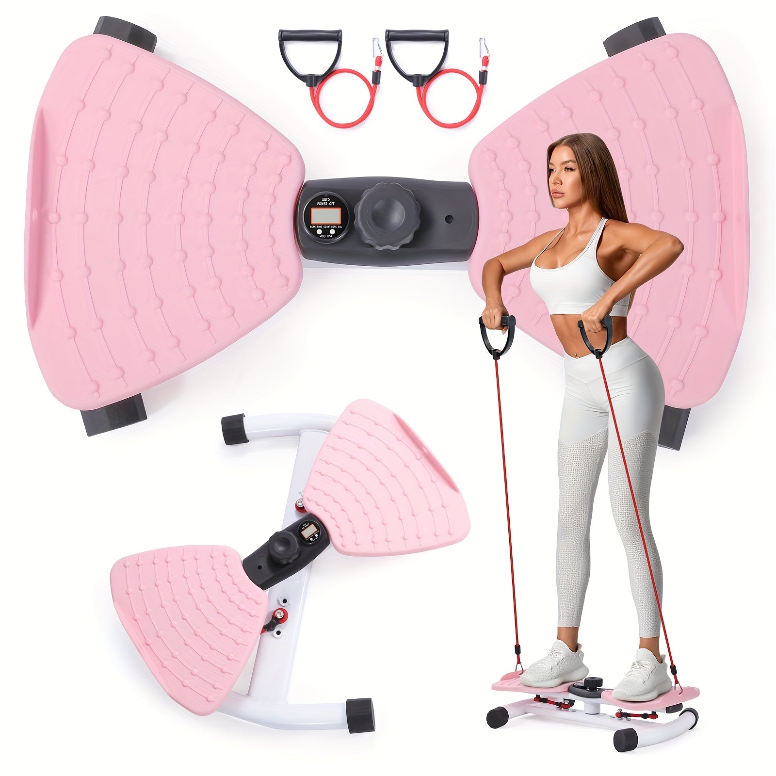 Waist Twisting Board Ab Twister for Home Gym – Noiseless 360° Twist Exercise Machine with Digital Display, Figure-8 Resistance Band & 360 LBS Capacity – Track Time, Reps & Calories