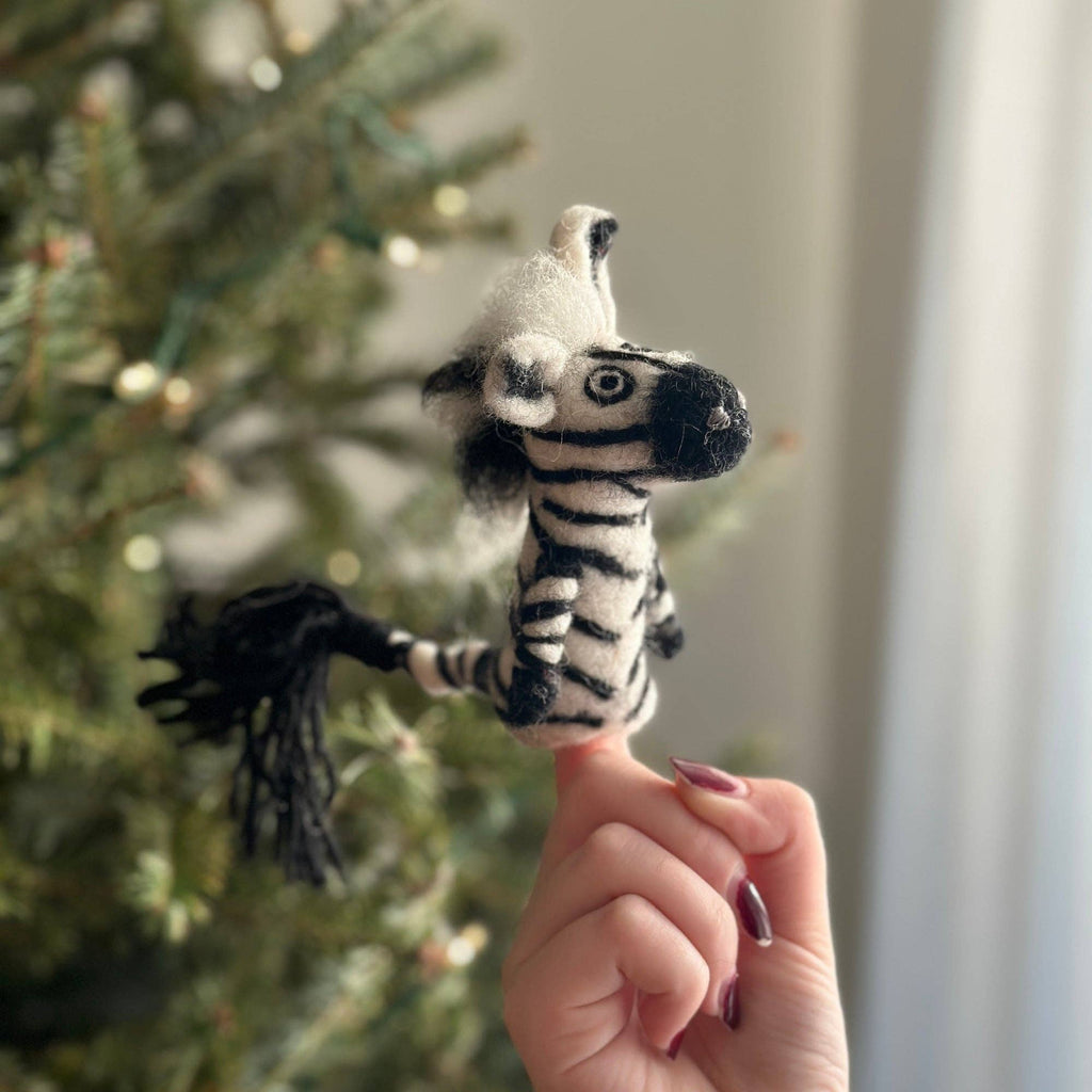 Felt Finger Puppet: Zebra