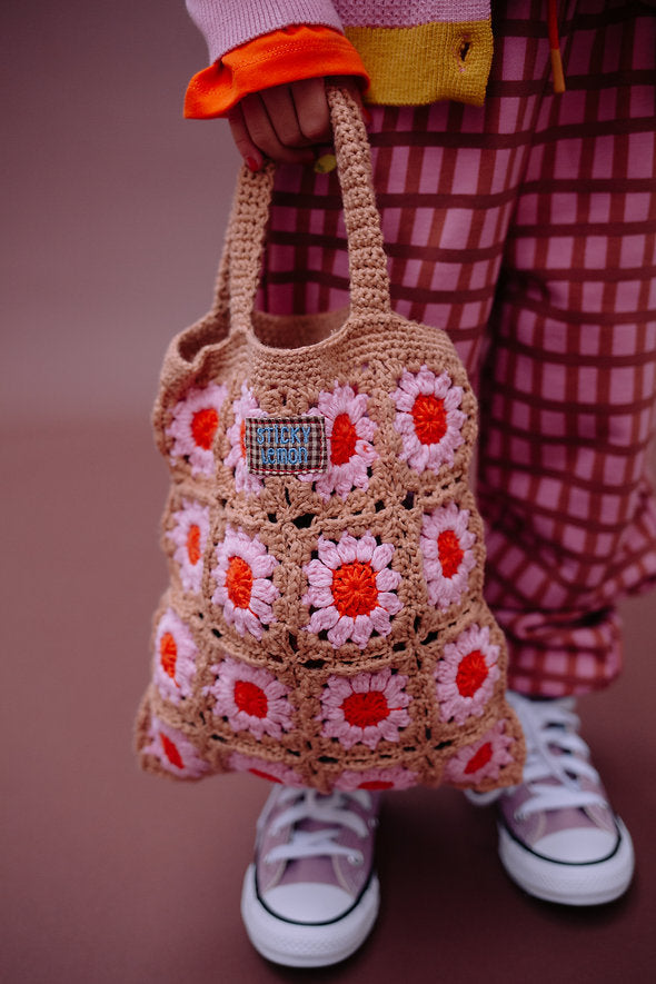 Sticky Lemon Crochet Bag - Lemon Tree - Flower - Campfire Orange