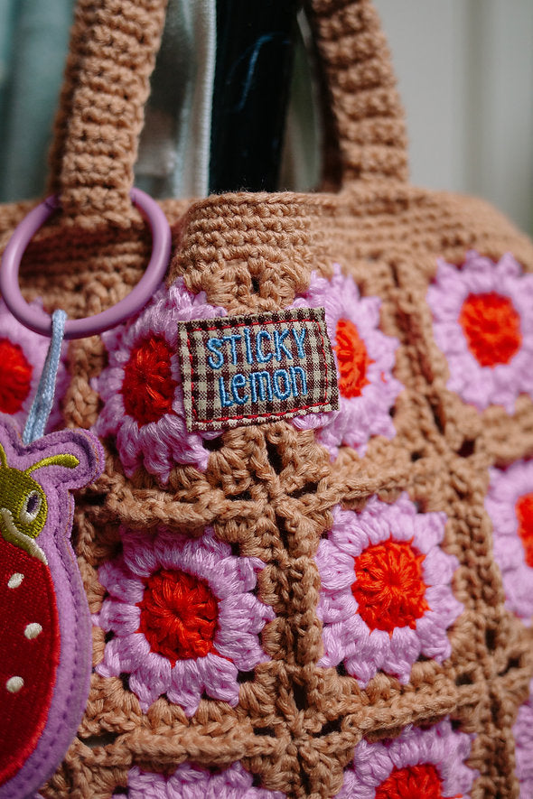 Sticky Lemon Crochet Bag - Lemon Tree - Flower - Campfire Orange