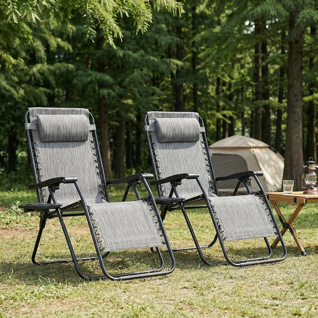Zero Gravity Chair 2 Pack – 330lb Capacity, Ergonomic Adjustable Recline & Locking System, Foldable Patio Lounger with Cup Holder – Lawn, Poolside, Beach & Travel