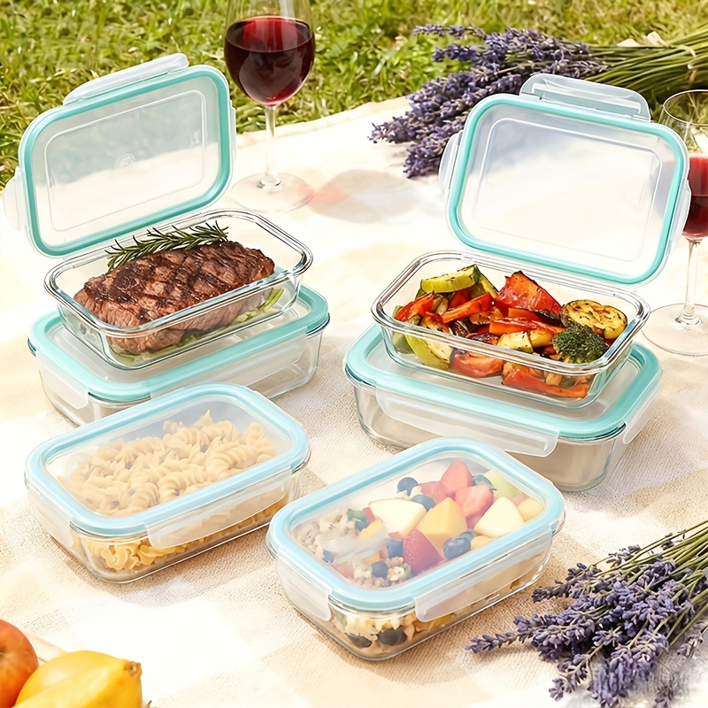 Glass Food Storage Containers 16pcs Airtight Set with Lids – Microwave & Oven Safe, BPA-Free, Leak-Proof Meal Prep Containers for Salads, Fruits, Vegetables & Sandwiches, Outdoor Picnic Lunch Box, Includes Cleaning Pads (Standard & Large Size)