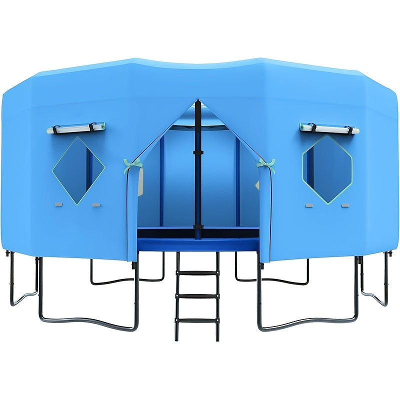 Trampoline Tent Canopy with Windows & Sun Protection – Fits 6/8/10/12/14/15/16ft Round Trampoline, Straight Pole Compatible – Outdoor Backyard Playground Cover (Tent Only)