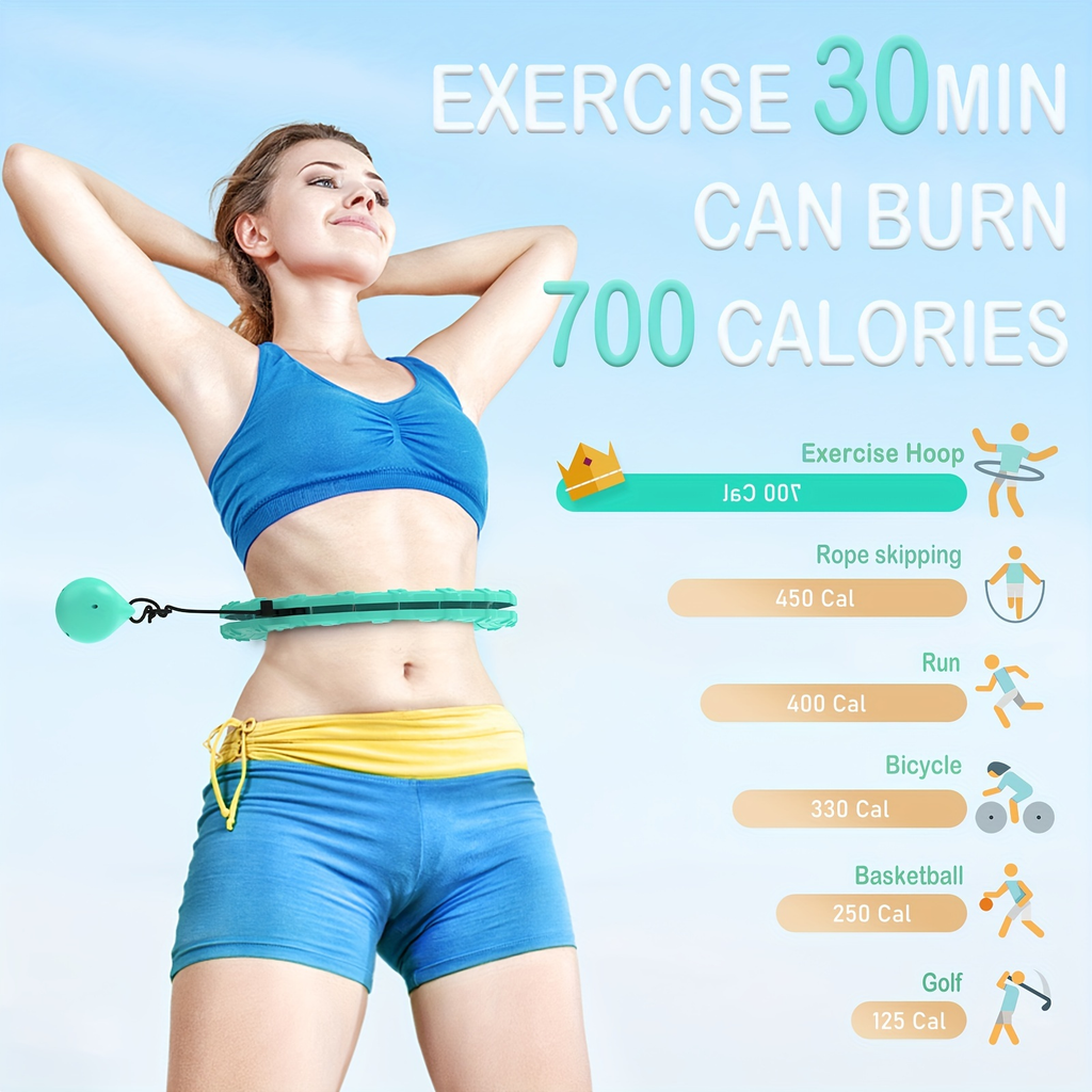 Weighted Hula Hoop Exercise Ring 69" – Smart Pilates Circle with 30 Detachable Knots, Plus Size Adjustable Fitness Hoop for Adults, Beginners & Core Workout