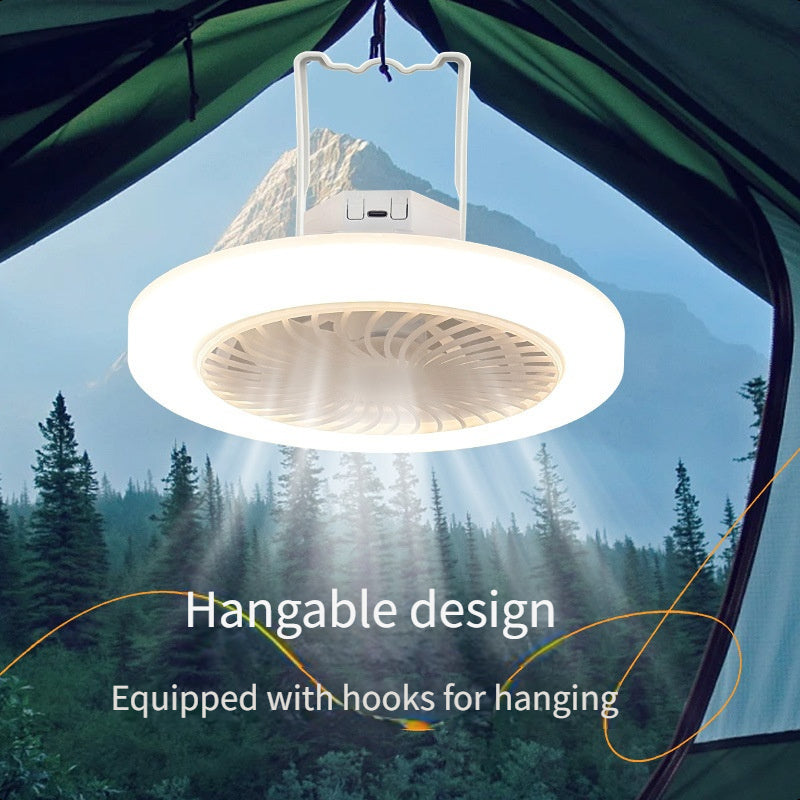 Rechargeable Camping Fan with LED Light – USB Portable Tent Ceiling Fan, Super Quiet Long Battery Life, Strong Airflow, Energy Saving, for Camping, Hiking, Home & Emergency Use, Hanging Outdoor Fan