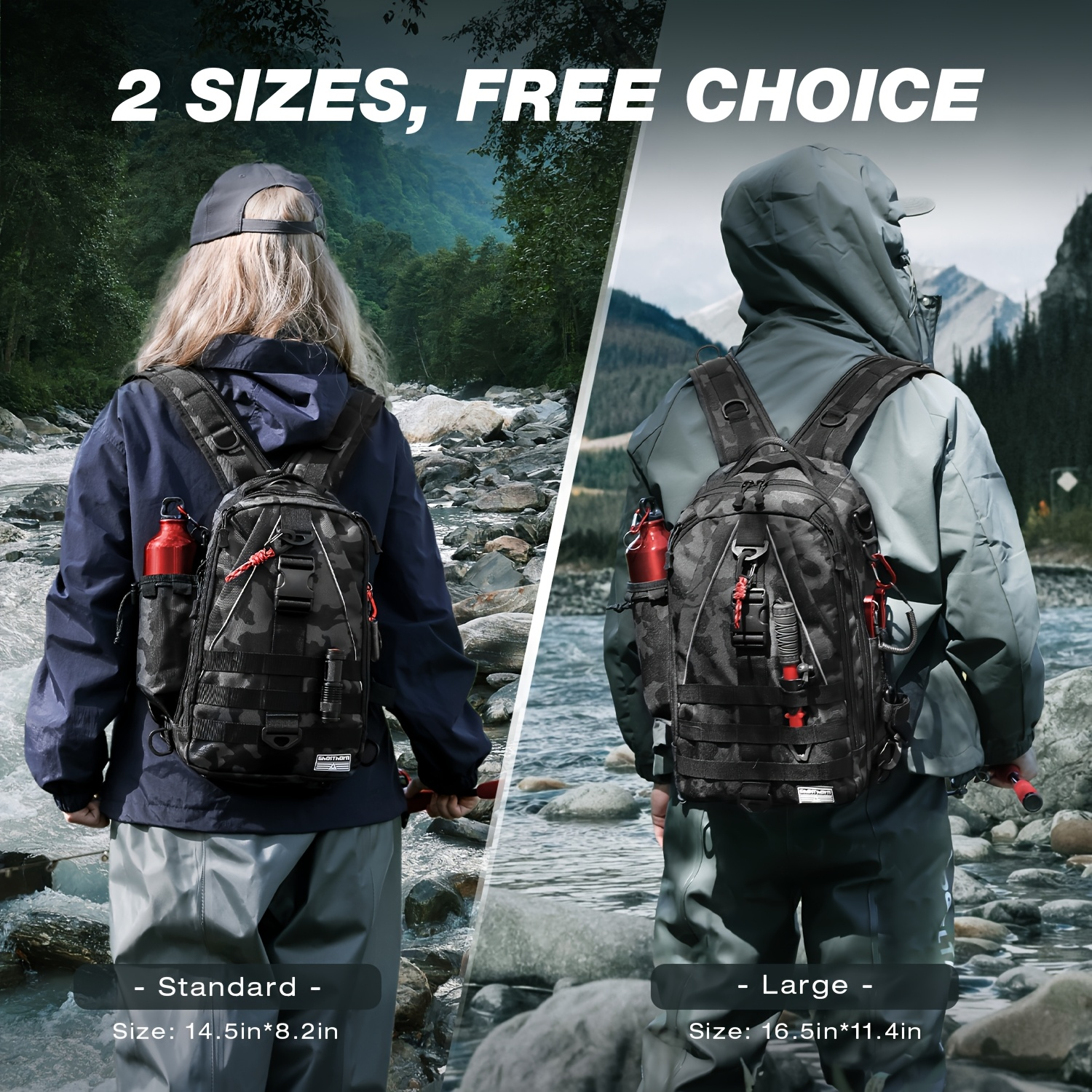 Waterproof Fishing Backpack Tackle Sling Bag – Rod Holder Daypack for Shore, Kayak & Fly Fishing | Men Women Outdoor Gear