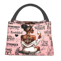 Insulated Lunch Bag with Black Girl Wine Tasting Pattern - Portable Reusable Cooler Bag for Camping, Picnic, Beach, Office & Outdoor Use, Perfect Birthday & Holiday Gift for Women, 10.6 x 6.3 x 6.7 in
