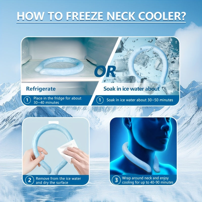 Cooling Neck Ring 3-Pack – Wearable Ice Gel Tube Wrap for Hot Weather, Outdoor Sports, Heat Relief & Hot Flashes, Freezes at 28°C, Hands-Free Summer Cooling for Men & Women