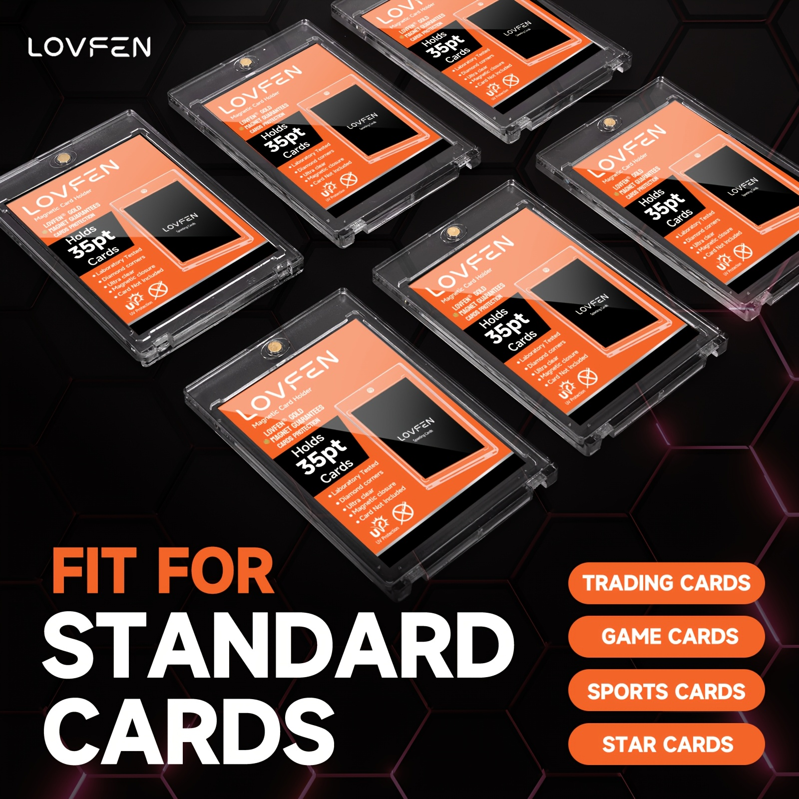 Magnetic Trading Card Holder 48 Pack 35PT UV Hard Plastic Case Single Touch Magnetic Closure for Trading Cards Sports Football Baseball Game Collectibles Bulk Card Protection Set