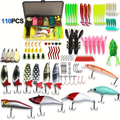 Fishing Lures Kit with Tackle Box – Mixed Plastic & Metal Baits, Hooks, Swivels & Jig Hooks (110/252/361pcs)