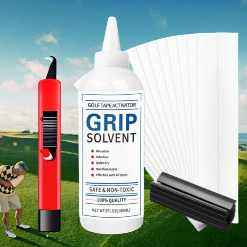 Golf Grip Regripping Kit 4 Sets with Hook Blades Grip Tape Strips Grip Solvent 8oz Rubber Vise Clamp Complete Golf Club Grip Installation Replacement Tool Set for All Club Types