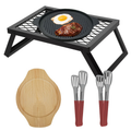 Campfire Grill Folding 16x12 Inch Heavy Steel - Portable Camp Grill with Legs & Clamps for Outdoor Cooking, Fire Pit Grill, Camping Grill Grate for Open Fire BBQ, Backpacking & Campfire Cooking