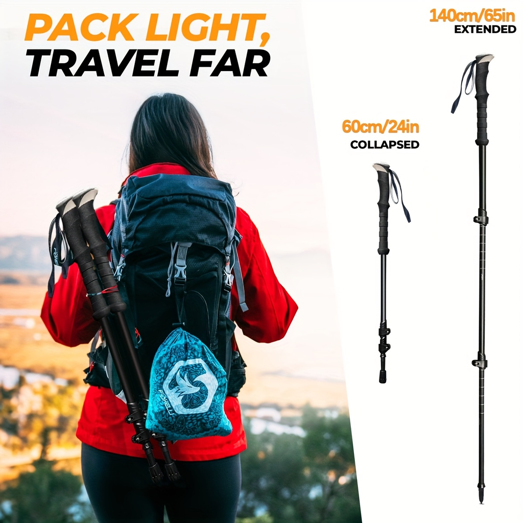 Lightweight Aluminum Trekking Poles 2pcs Telescopic Hiking Sticks Ultra Light Alloy Adjustable Walking Poles for Men Women Outdoor Hiking Camping Backpacking Trail Black Silver Green