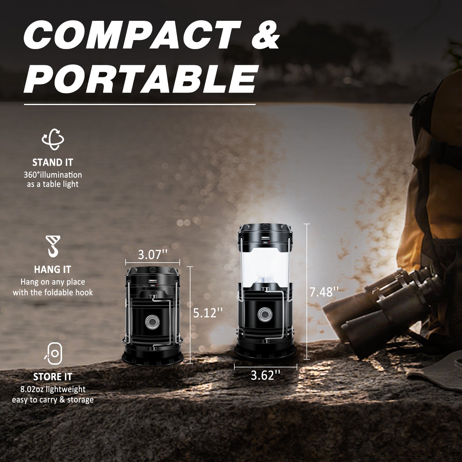 Collapsible Solar Lantern 4-Pack – USB IPX4 2-in-1 Light