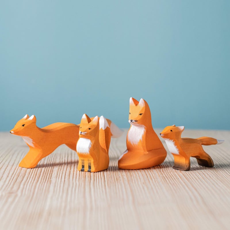Bumbu Handmade Wooden Fox Family Set