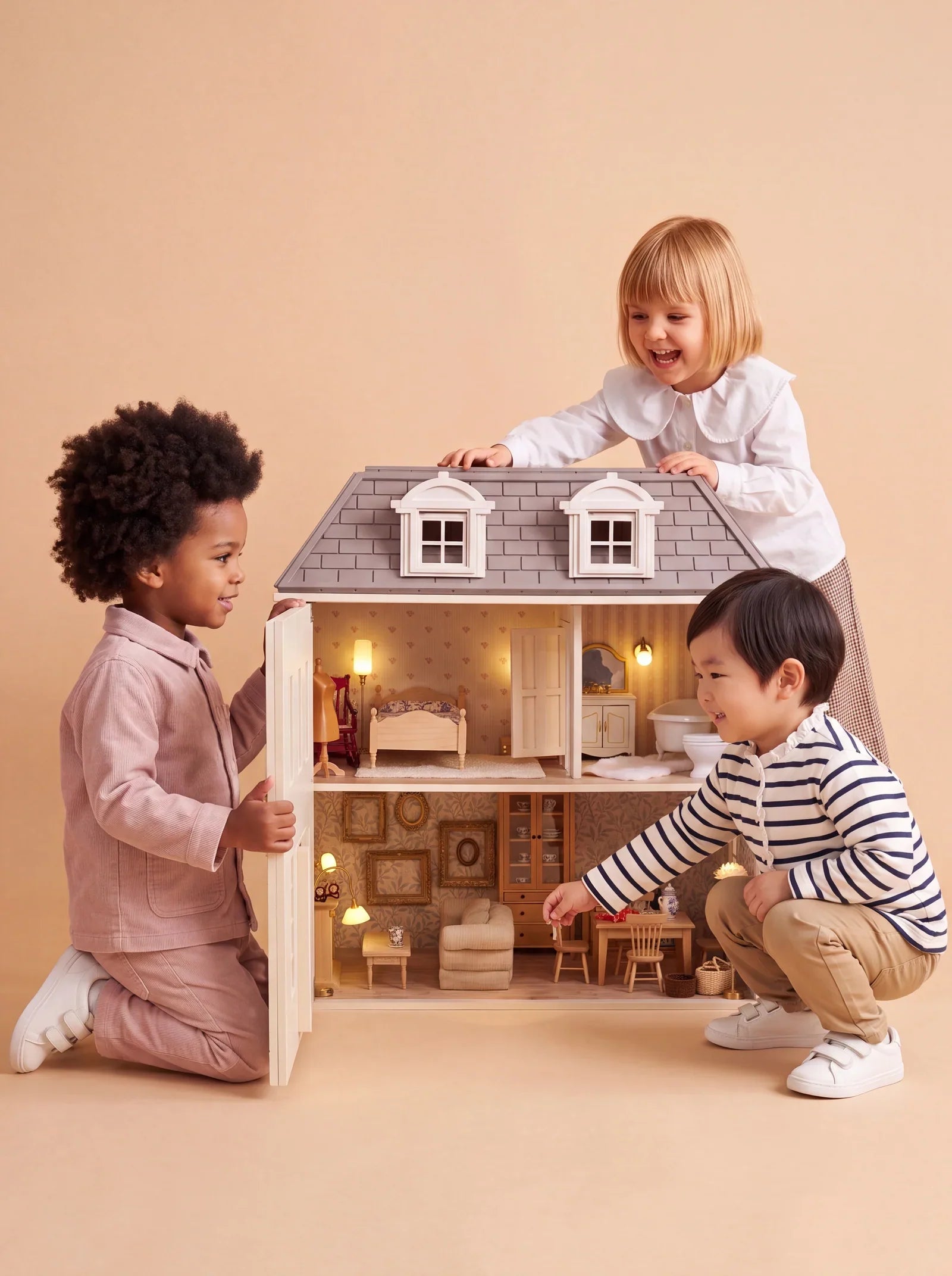 Fully Furnished Dollhouse With Lights, House of Hamptons (ships mid-September)