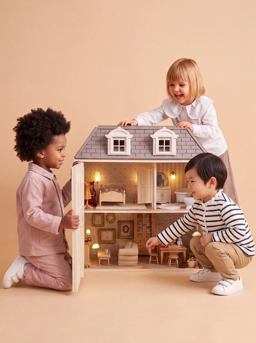 Fully Furnished Dollhouse With Lights, House of Hamptons (ships mid-September)