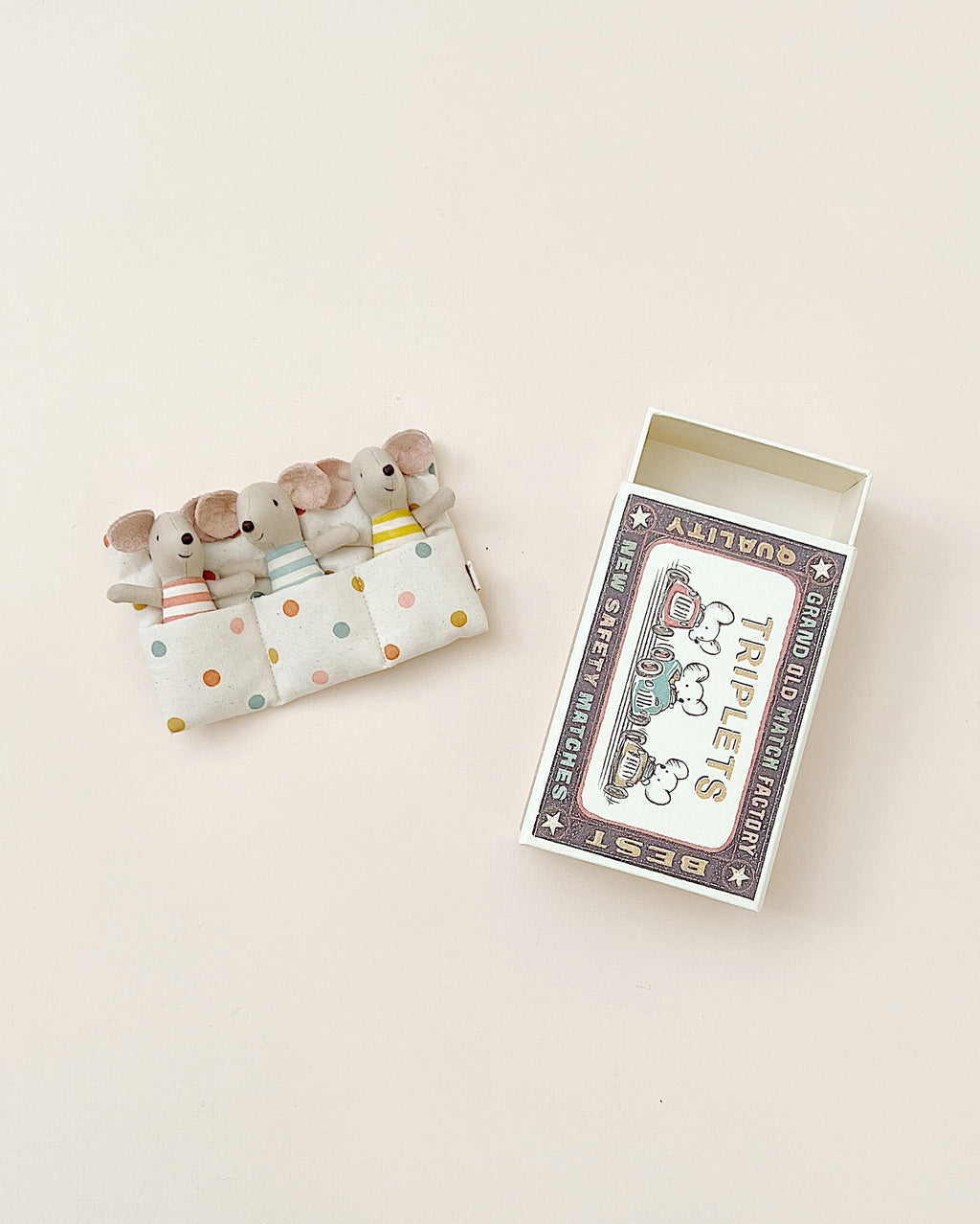 Maileg Triplets, Baby Mice In Matchbox