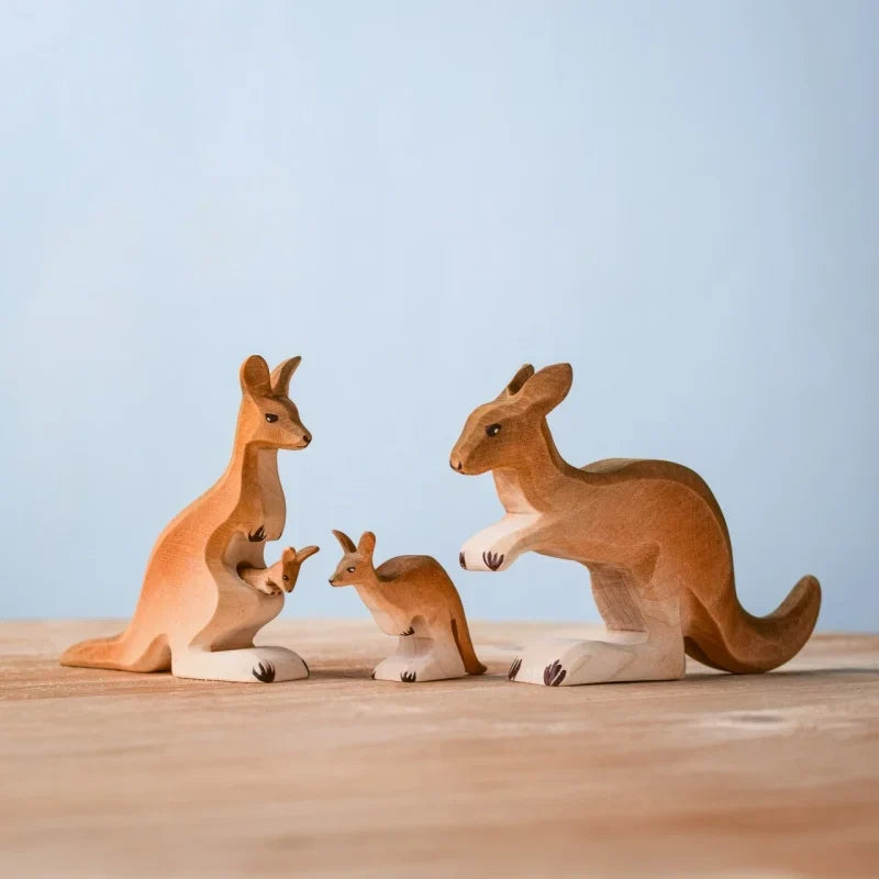 Bumbu Handmade Wooden Kangaroo Family Set