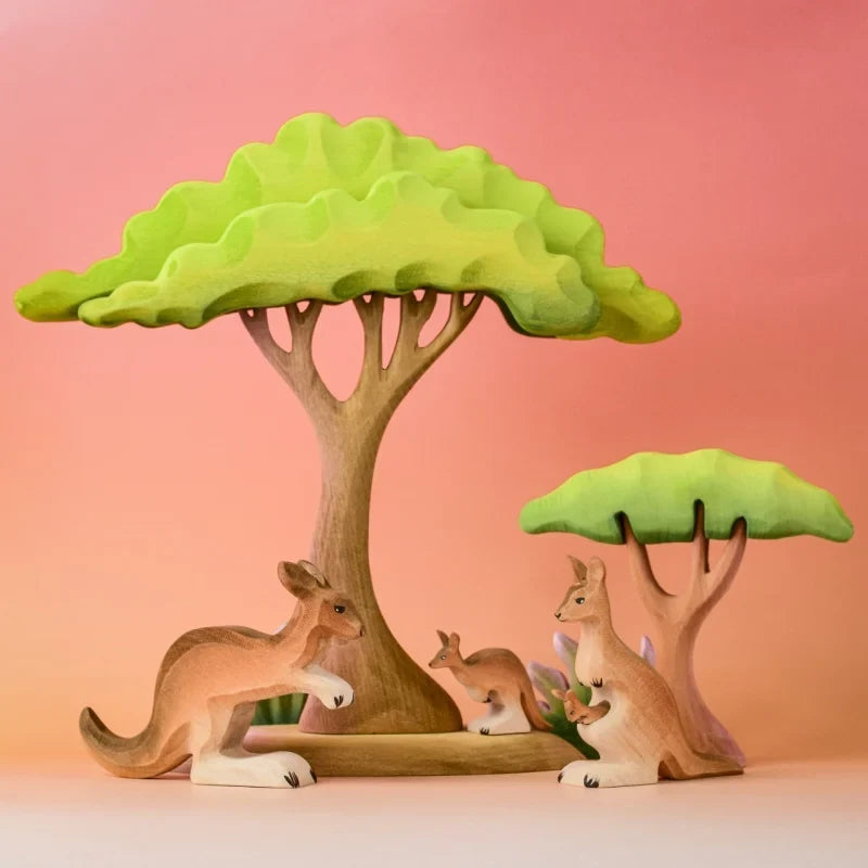 Bumbu Handmade Wooden Kangaroo Family Set