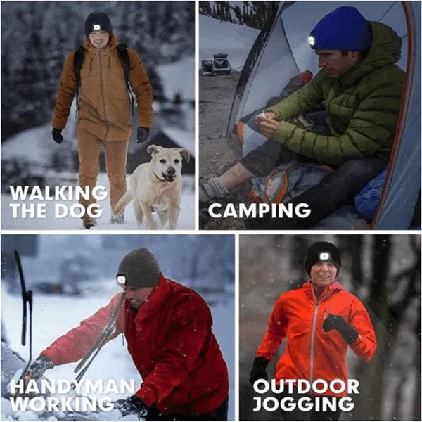 LED Beanie Light with Built-In Rechargeable Headlamp Hat