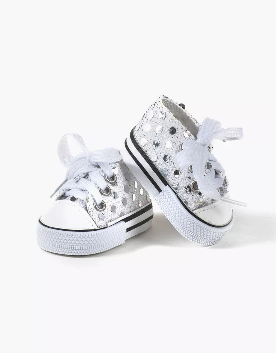 Minikane Doll Clothing | Converse Style White Sequin Sneakers