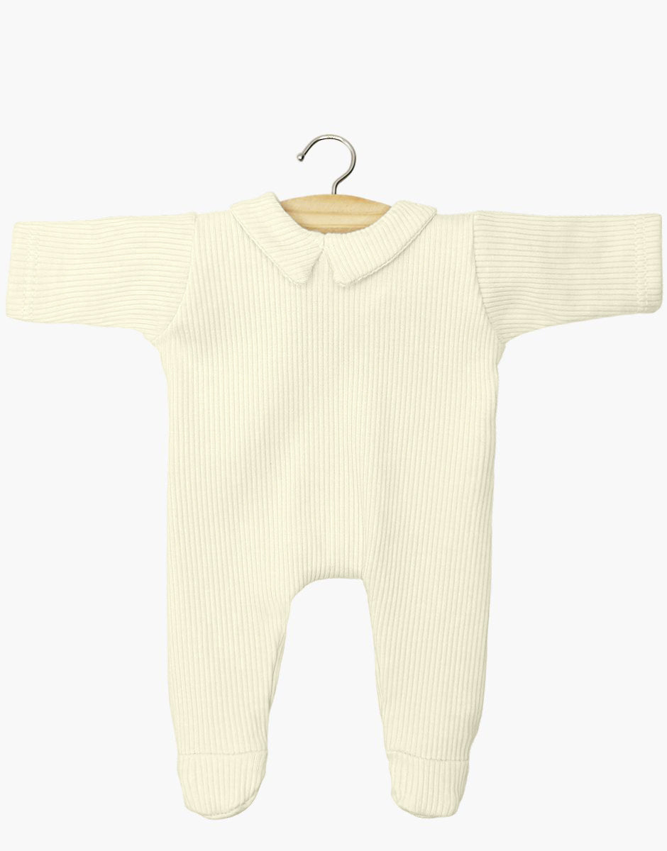 Minikane 11" Doll Clothing | Sleep Well Corentin Onesie in Ribbed Knit - Cream
