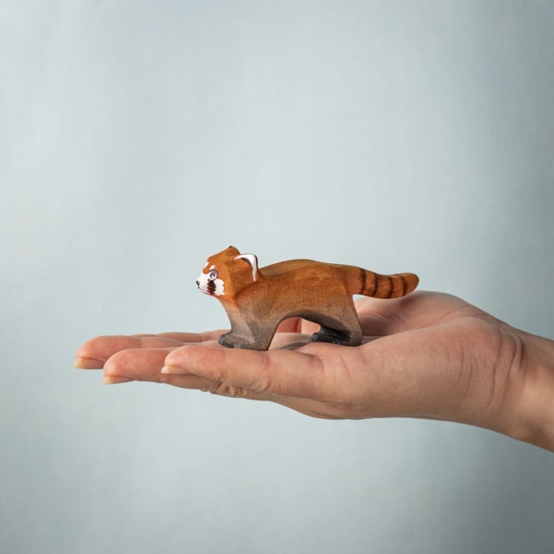 Bumbu Handmade Wooden Red Panda Family with Bamboo Set