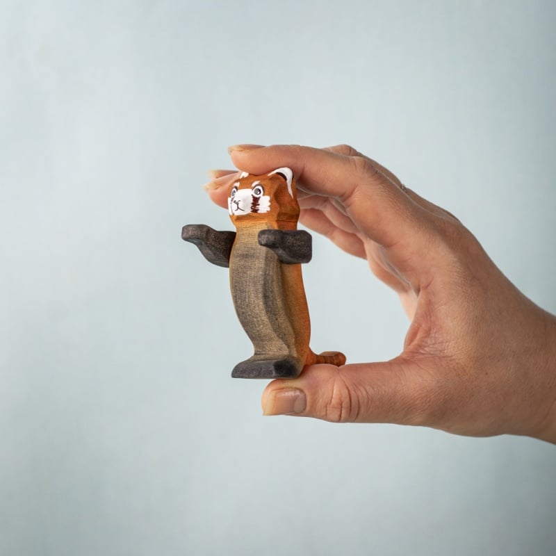 Bumbu Handmade Wooden Red Panda Family with Bamboo Set