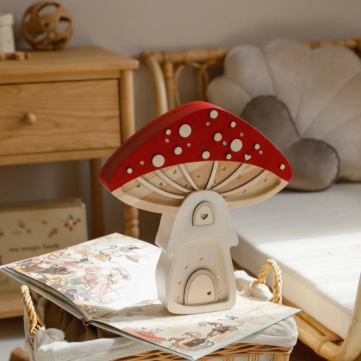 Handmade Wooden Lamp - Mushroom House