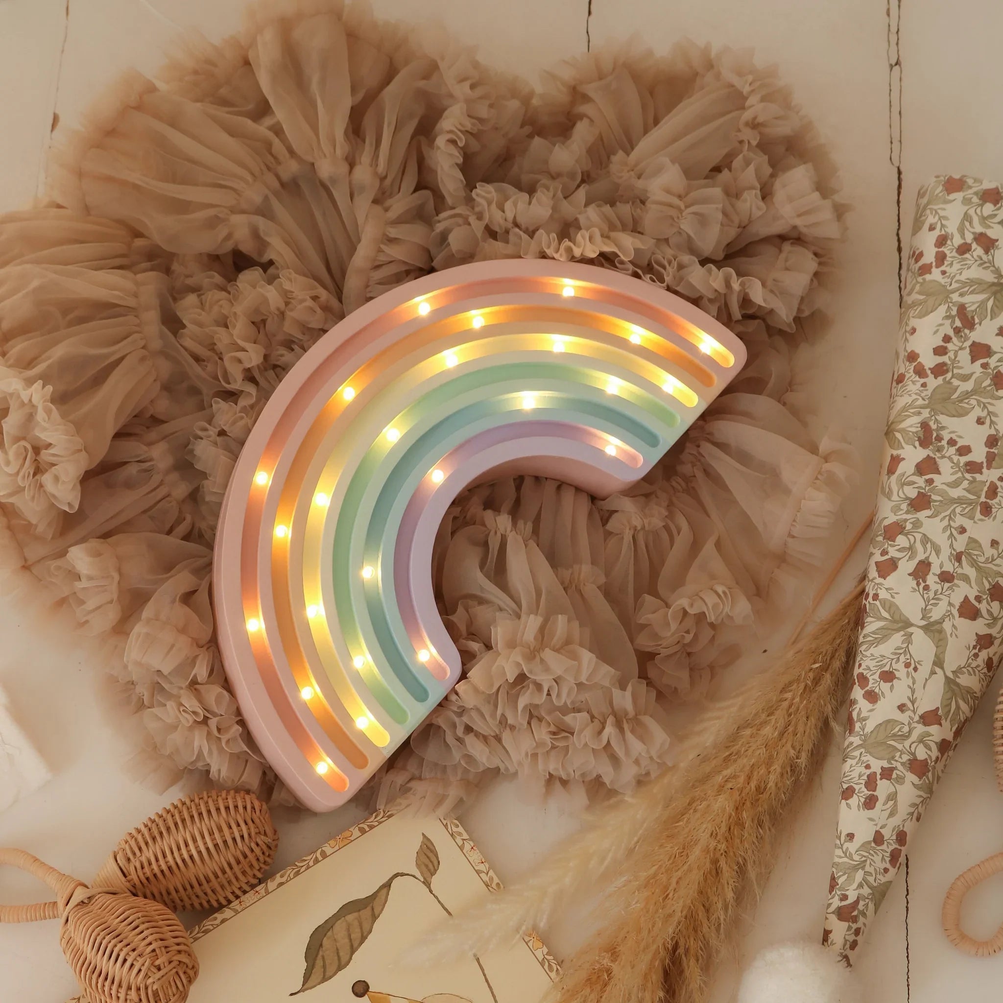 Handmade Wooden Lamp - Rainbow