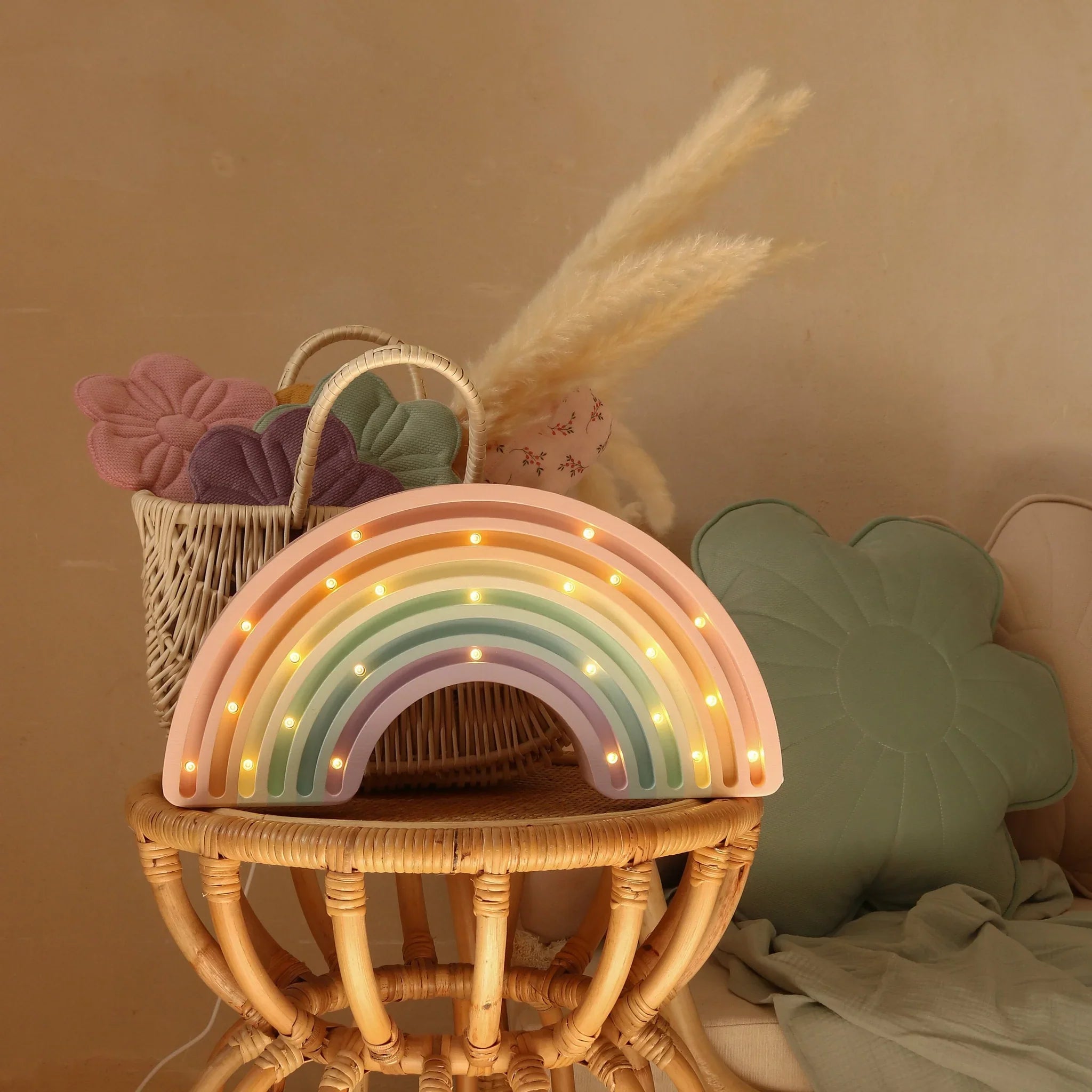 Handmade Wooden Lamp - Rainbow