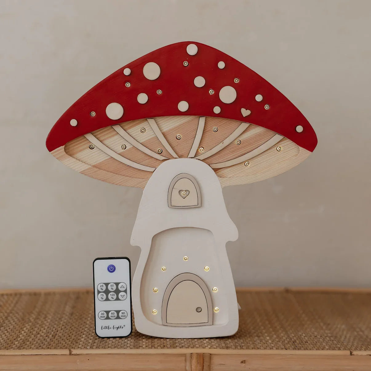 Handmade Wooden Lamp - Mushroom House