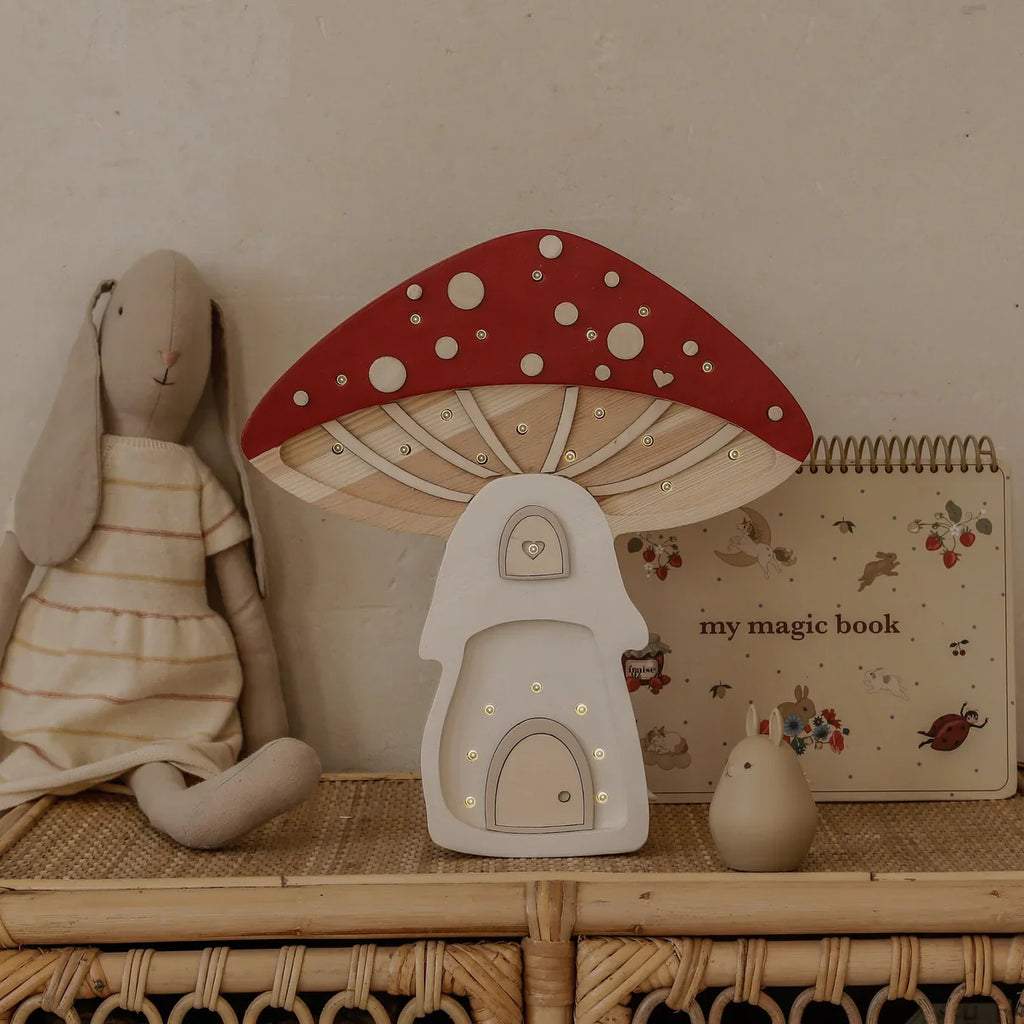 Handmade Wooden Lamp - Mushroom House