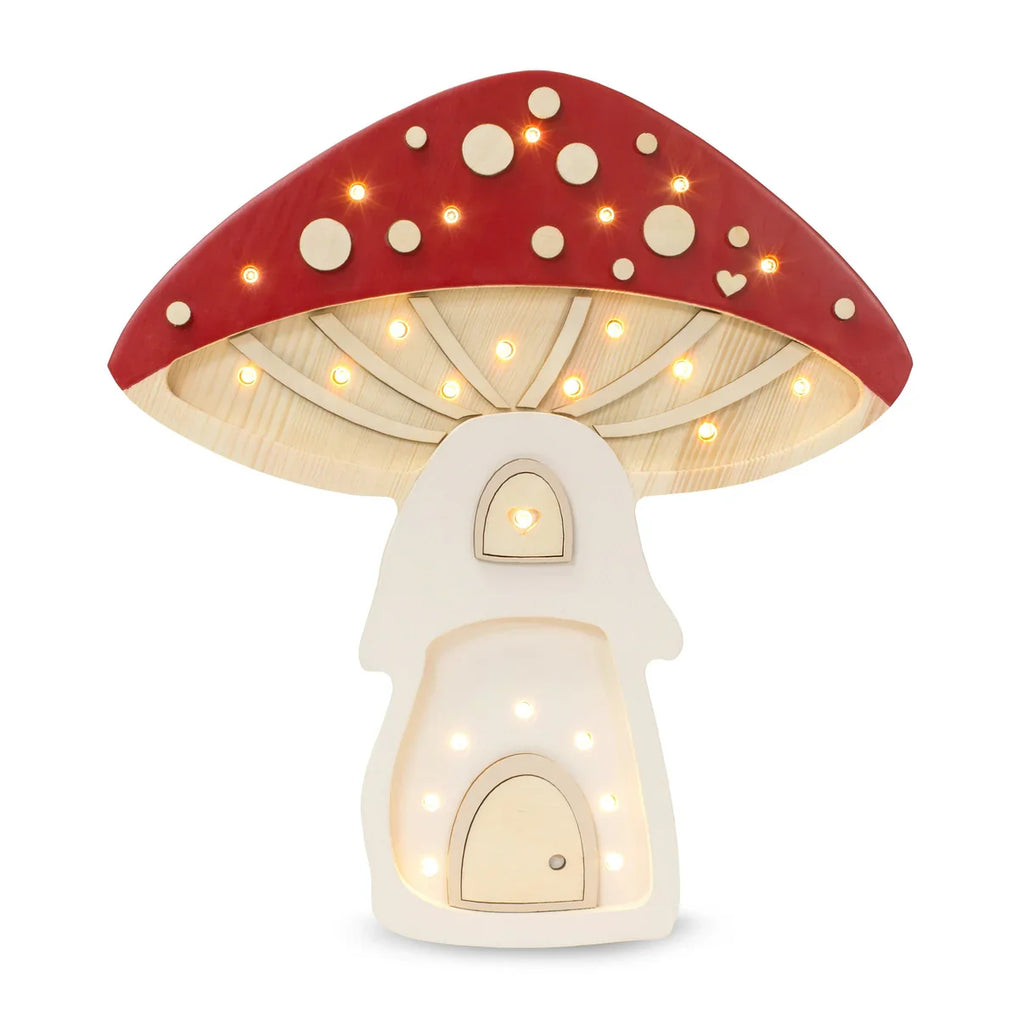 Handmade Wooden Lamp - Mushroom House