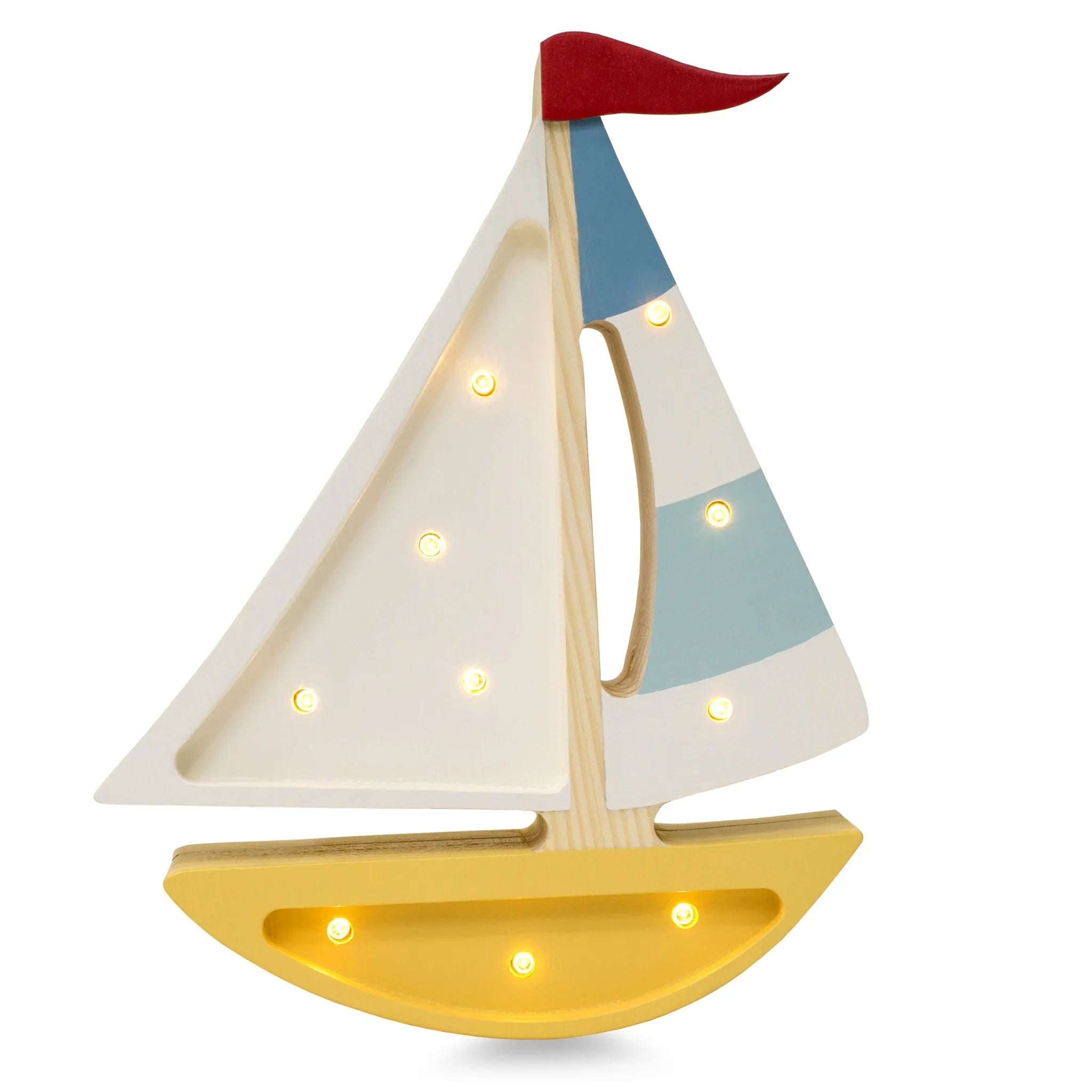 Handmade Wooden Lamp - Mini Sailboat, Mustard