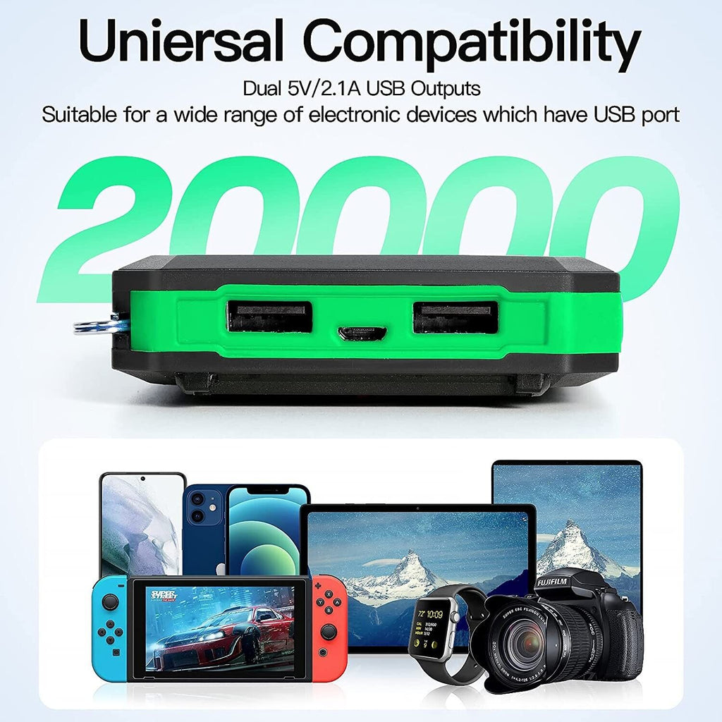 Portable Solar Charger 20000mAh – Dual USB, LED Flashlight & Compass
