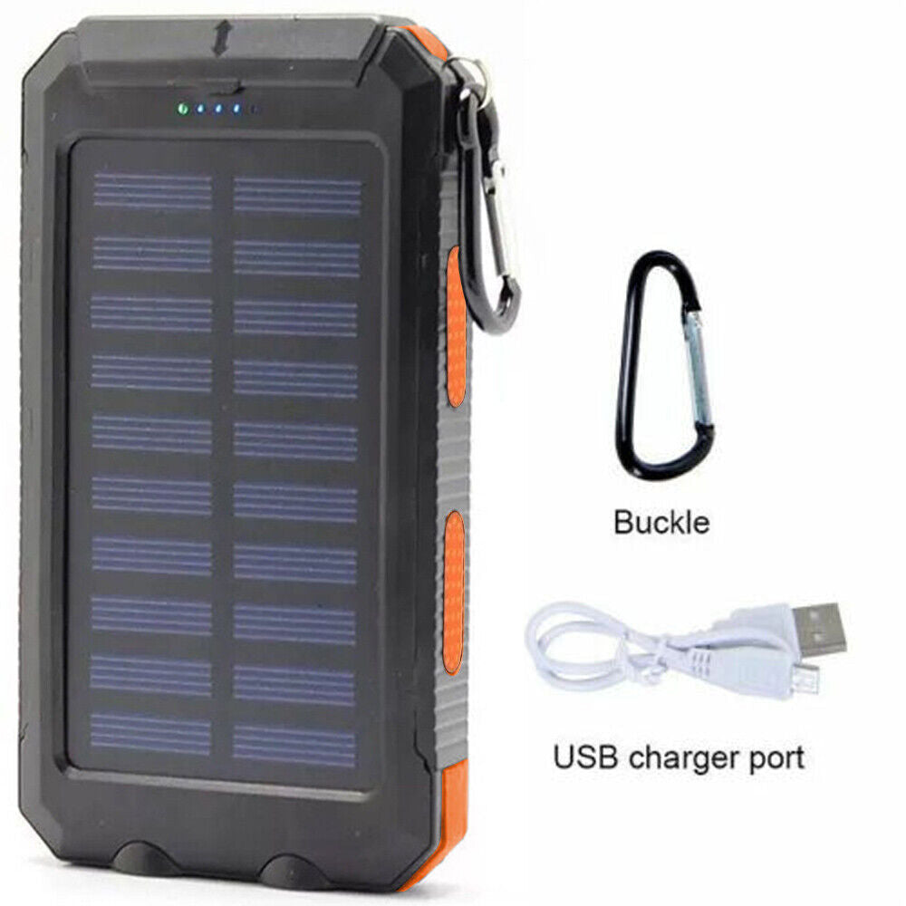 Solar Power Bank 10000mAh Waterproof Portable Charger with LED Light
