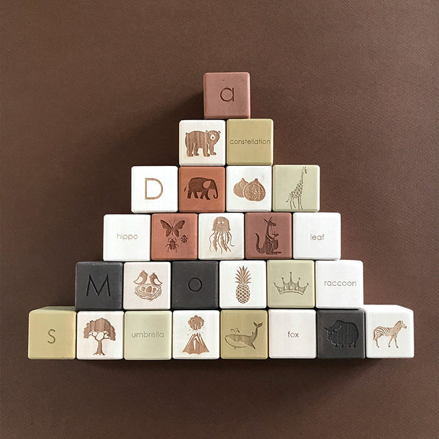 Sabo Concept Alphabet Wooden Blocks - Olive